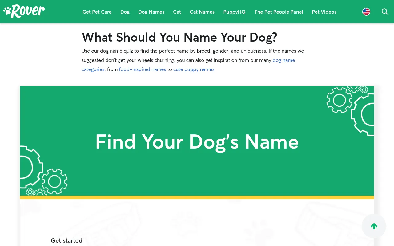 Rover's dog name generator page header
